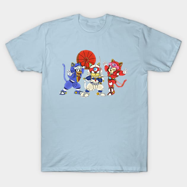 Samurai Pizza Cats, retro, vintage, Manga T-Shirt by RainbowRetro